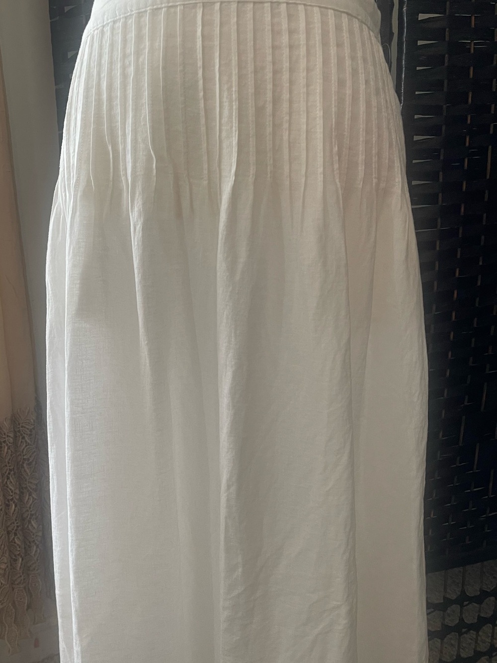 Laura Ashley White Maxi Skirt with Pintuck Waist